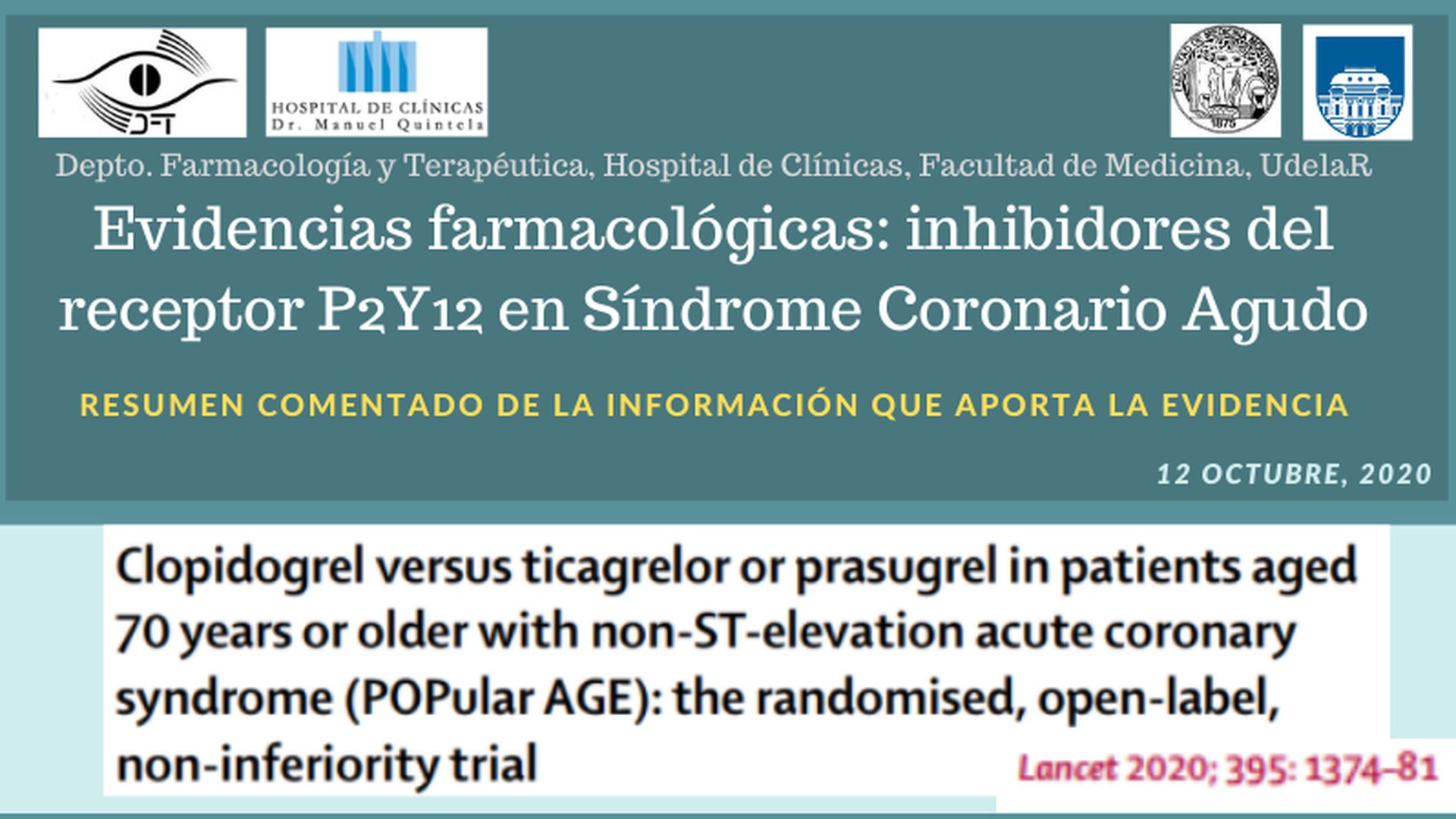 Beneficio clopidogrel en mayores de 70 años con SCASEST