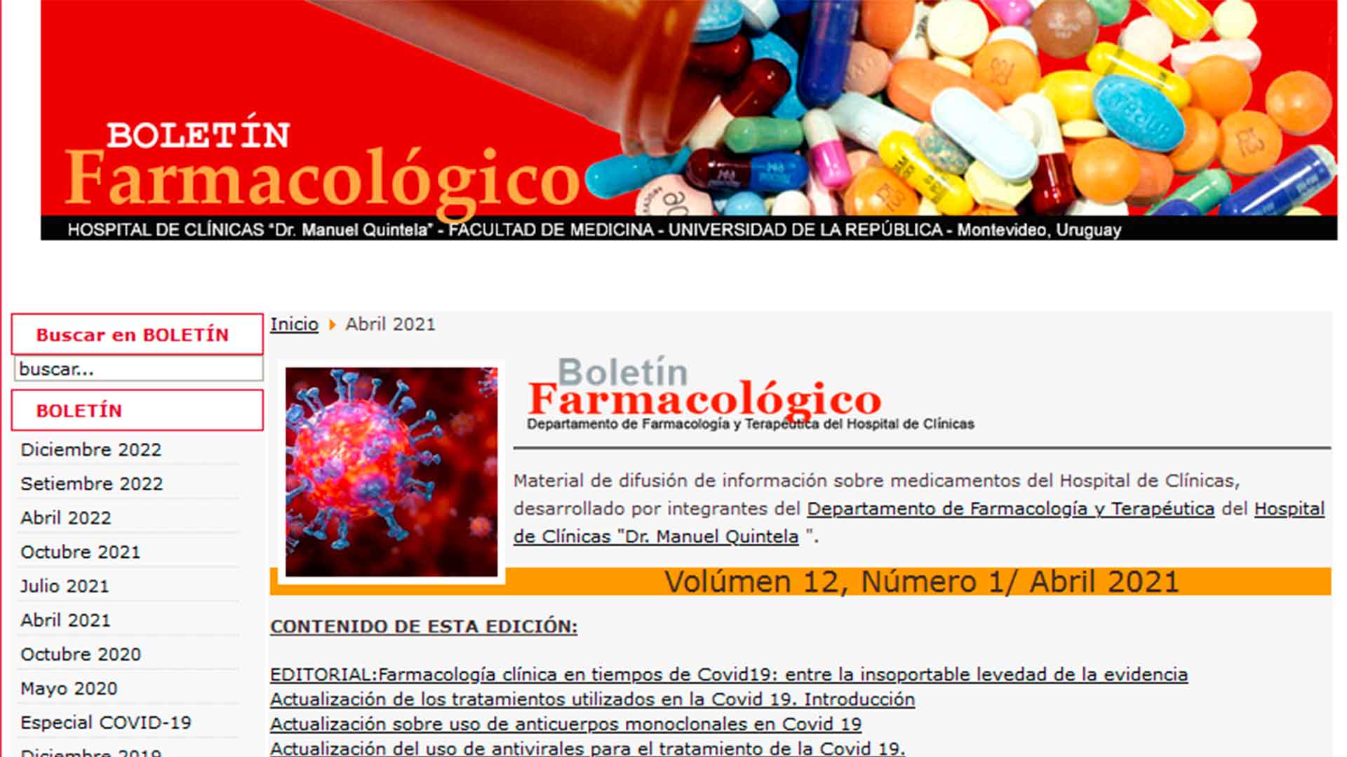 Nuevo número del Boletín Farmacológico